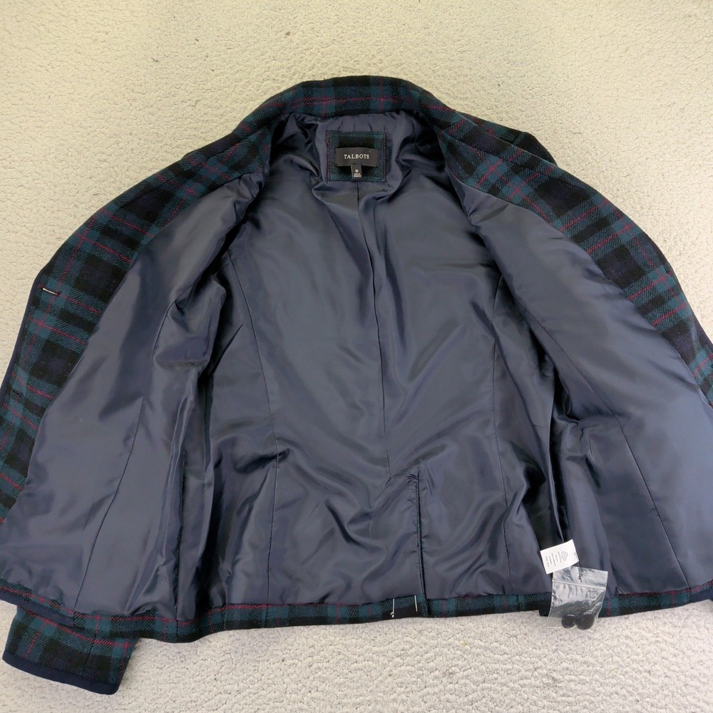 Talbots Womens‎ 10 Tartan Plaid Blazer Jacket Navy Wool Blend Career Scottish - Picture 3 of 9